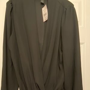 Semi Sheer plunge neckline body suit